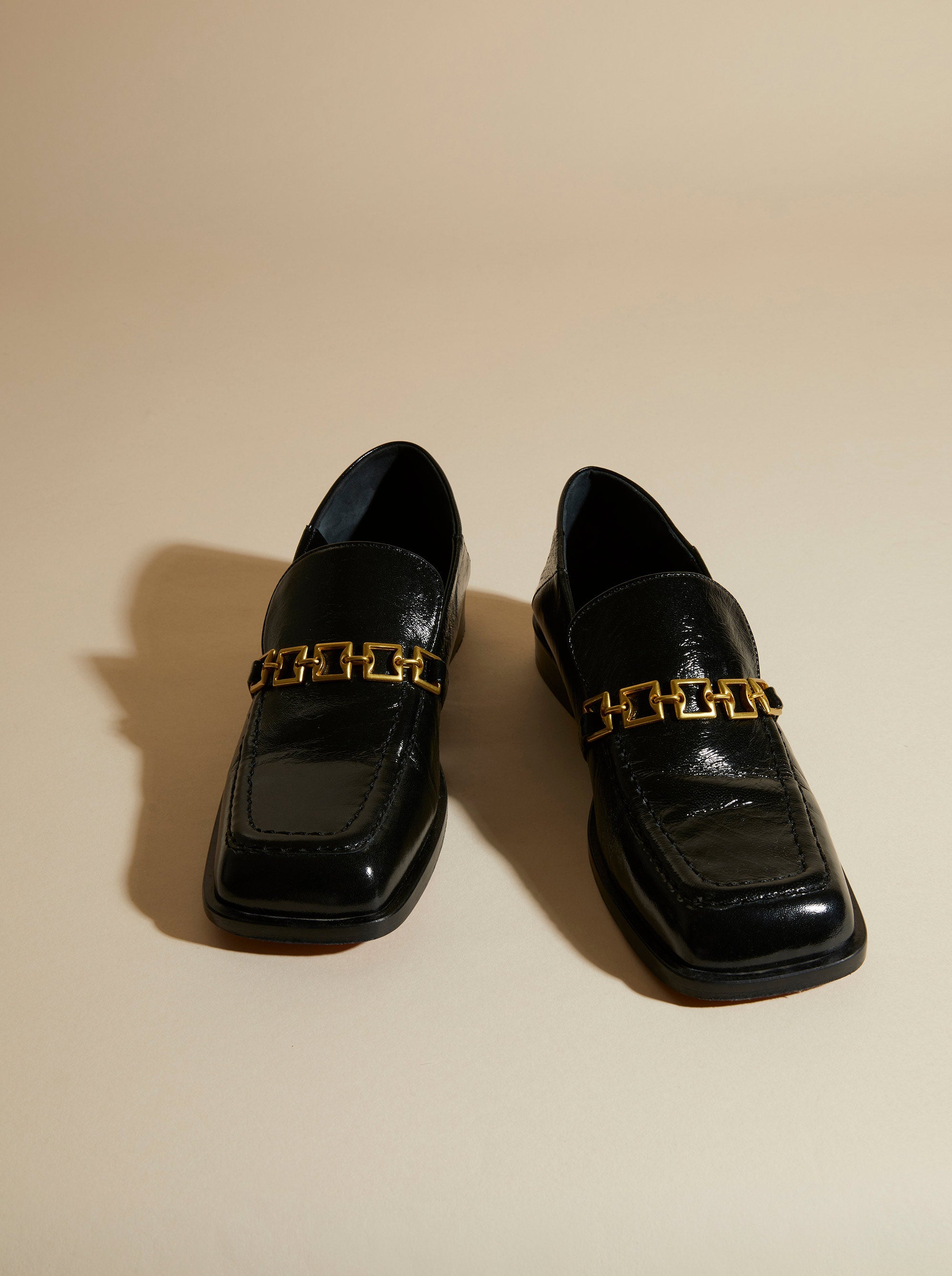 The Tap Loafers Black High Gloss Front