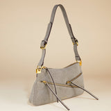 Three Zipped Gray Denim Side
