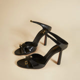 Almond Toe Sandals Black High Gloss