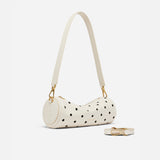 Mini Cylinder Perforated Ecru High Gloss & Black Suede