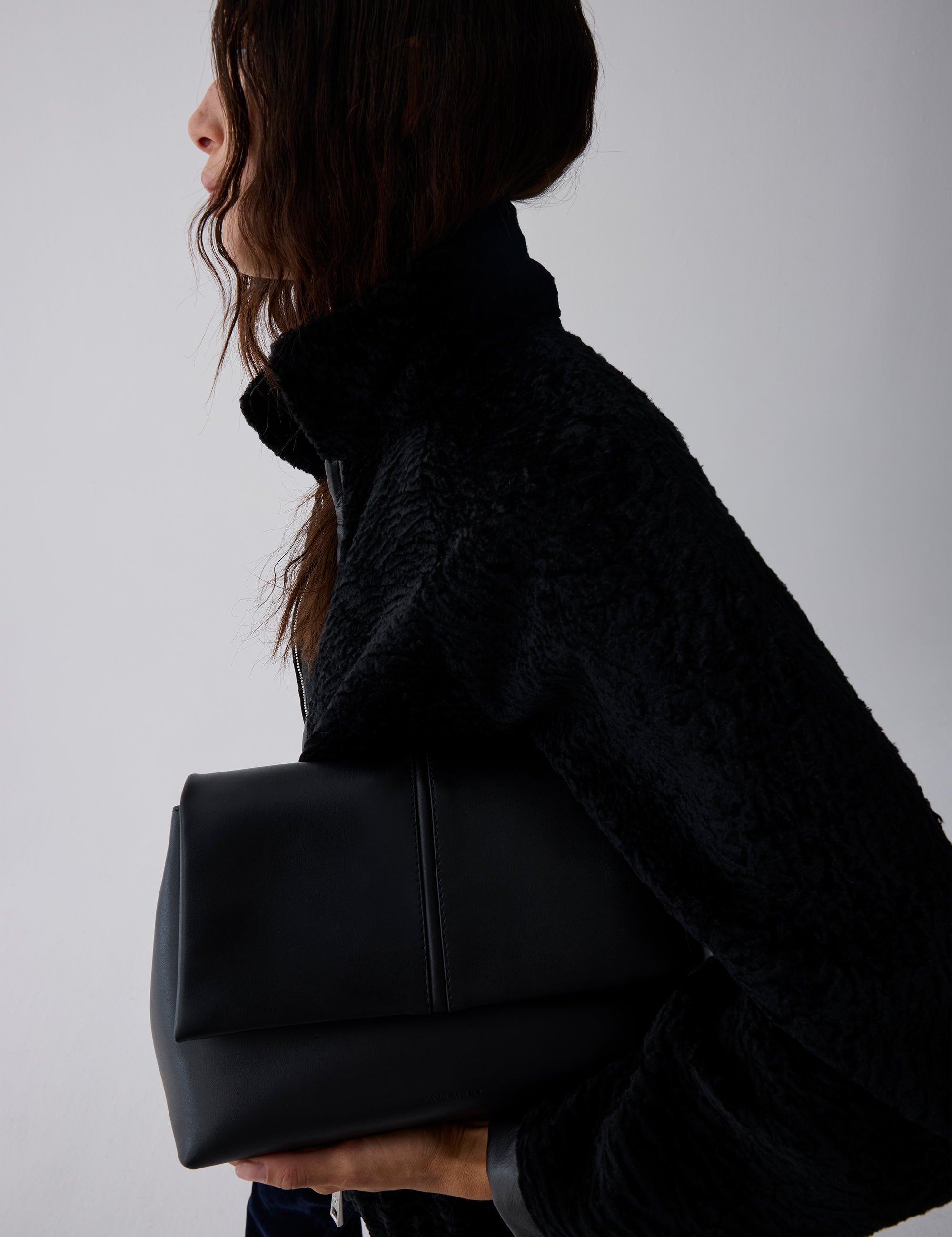 The Fold Bag Black Soft On Model