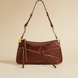 Three Zipped Brushed Leather Tobacco 
