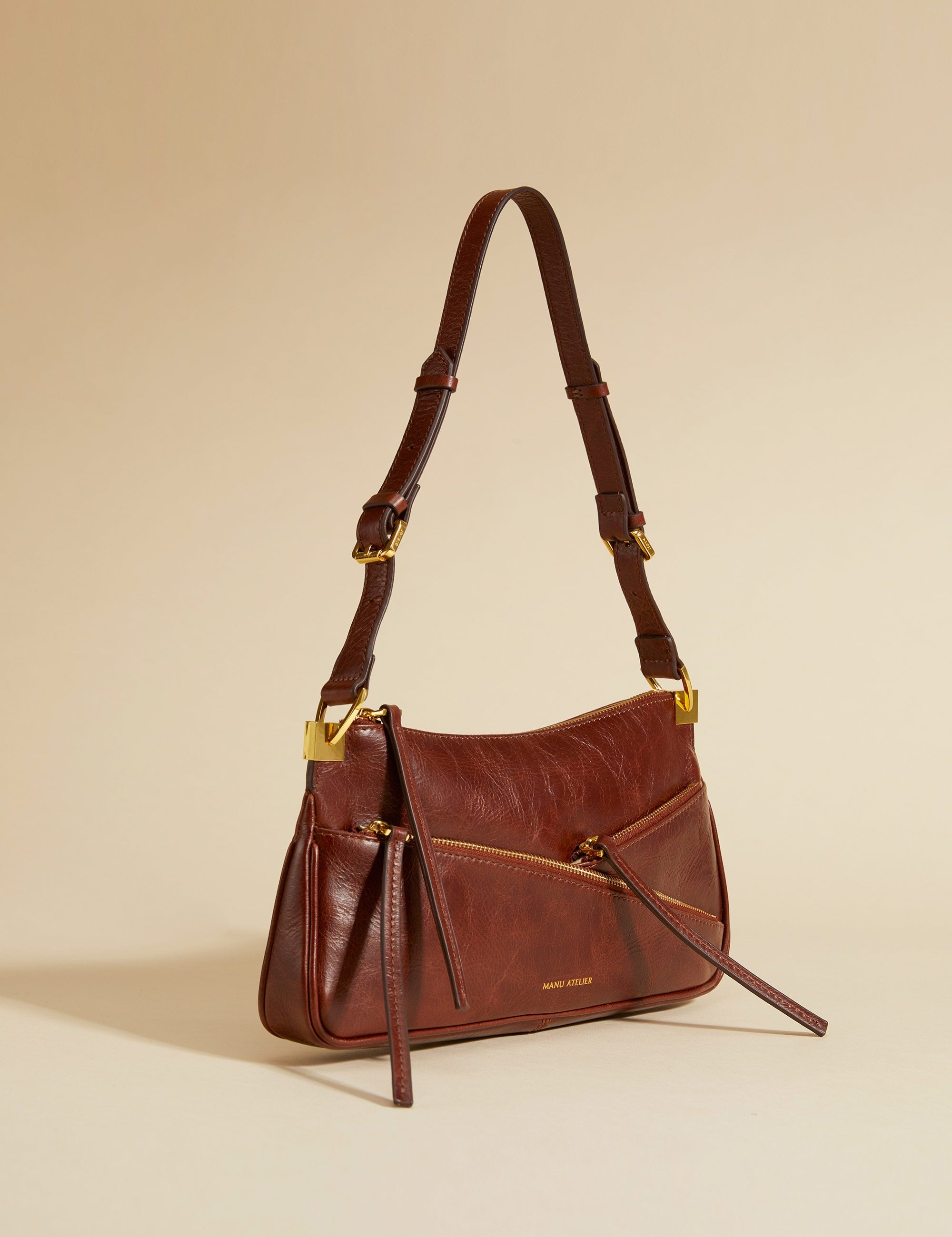 Three Zipped Brushed Leather Tobacco 2
